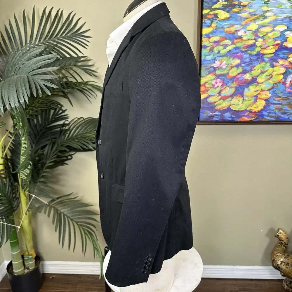 Banana Republic Men 40R Slim fit Sport coat textured denim Black Prep